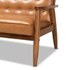 Baxton Studio Sorrento Mid-Century Modern Tan Faux Leather and Walnut Brown Finished Wood Loveseat 175-10978-Zoro